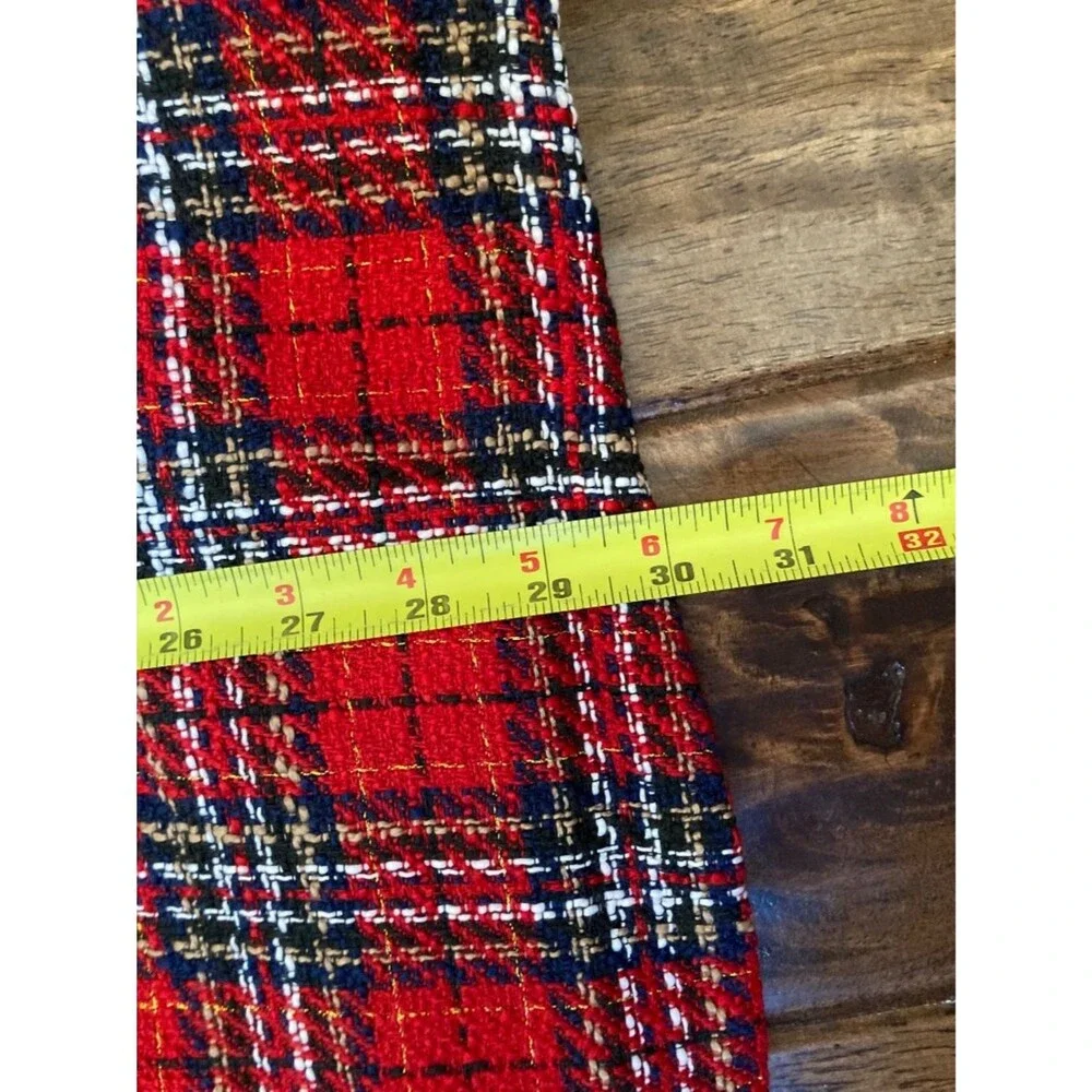 H&M Girls Red Plaid Holiday Dress Size 10 Velvet Collar Christmas